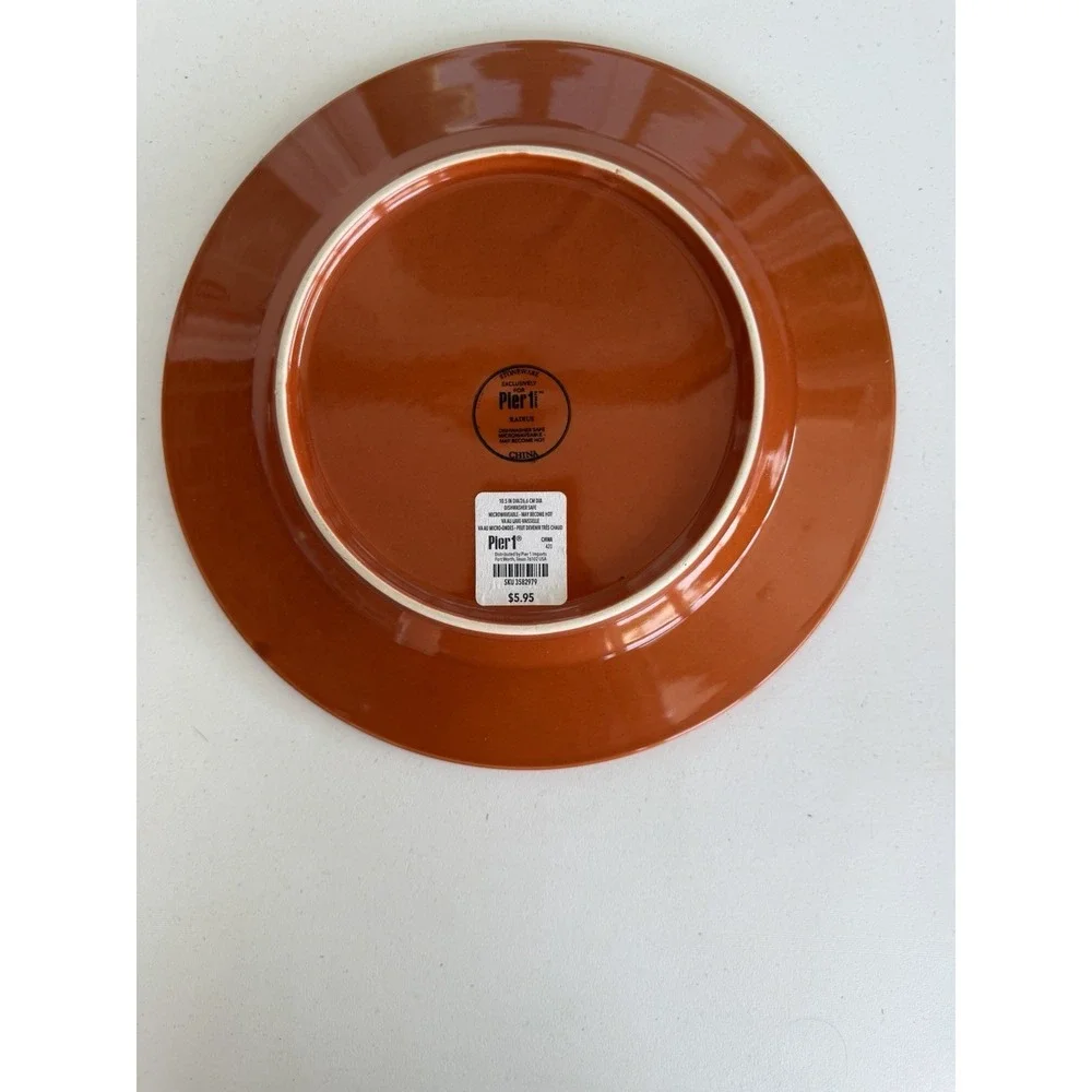 Pier 1 Radius Orange Stoneware Dinner Plates 10.5 